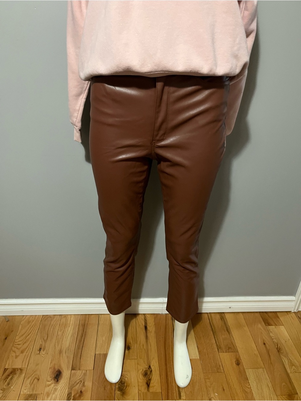 Design Lab Brown Faux Leather Cropped Pants